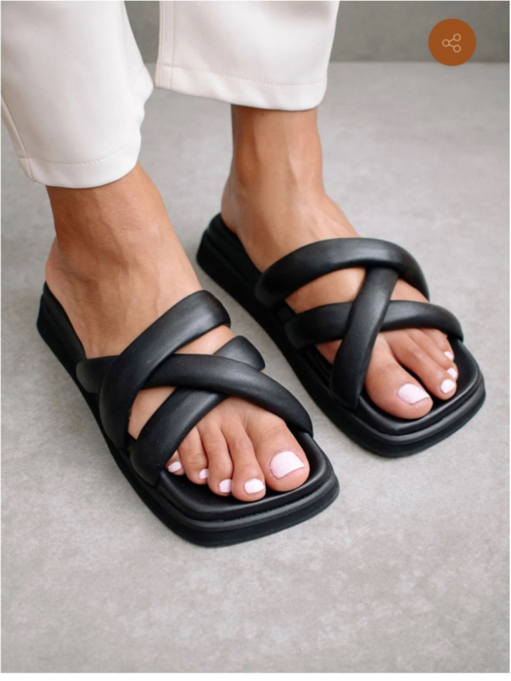 Alohas Slip on Cross Sandal Black Leather Cross-Strap Slide Sandals 39